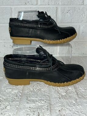 LL Bean Classic Bean Boot Rubber Moc, Blue Leather Chainlink Gumshoes Women’s 8